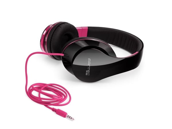 FANTEC SHP-250AJ-PK - Hodetelefoner - full størrelse - kablet - 3,5 mm jakk - lydisolerende - svart/rosa