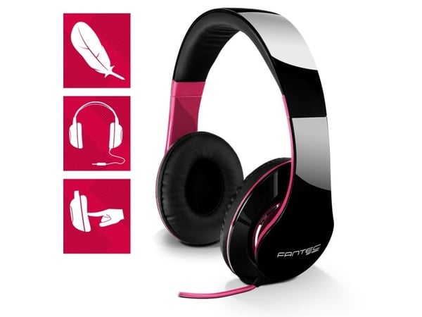 FANTEC SHP-250AJ-PK - Hodetelefoner - full størrelse - kablet - 3,5 mm jakk - lydisolerende - svart/rosa
