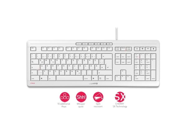 CHERRY STREAM KEYBOARD - Tastatur - USB - Pan Nordic - tastsvitsj: CHERRY SX - hvitgrå