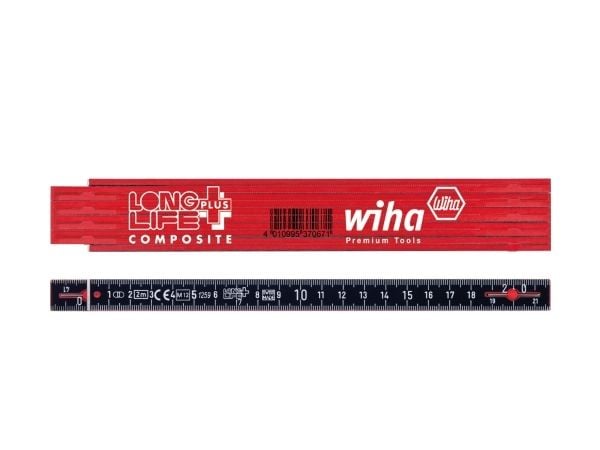 Wiha Longlife®Plus Composite tommestok 2m, 90 grader stop i alla led, röd/sort Wiha Longlife®Plus Composite tommestok 2m, 90 grader stop i alla led, röd/sort