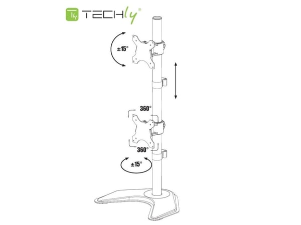 Techly ICA-LCD 2520V, Vapaasti seisova, 20 kg, 33 cm (13"), 68,6 cm (27"), 100 x 100 mm, Musta