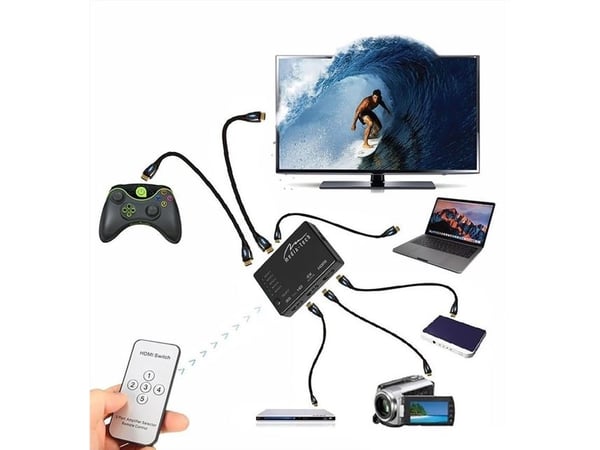 Media-Tech MT5207 - Video/audio switch - 5 x HDMI - stasjonær
