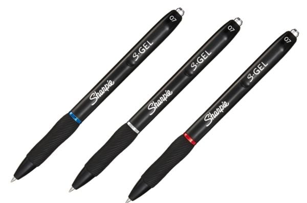 Sharpie S-Gel, Sisäänvedettävä geelikynä, Musta, Sininen, Punainen, Musta, Keskikokoinen, 0,7 mm, Kupla