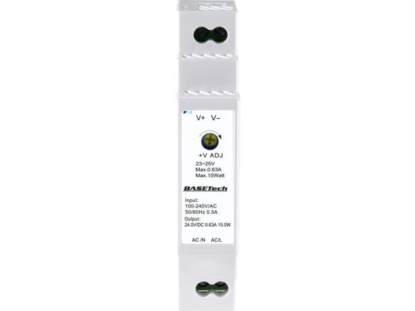 BASETech PSDS-15-24-2, PS-transformator, Hvit, Overbelastning, Plast, 100 - 240 V, 50 - 60 Hz