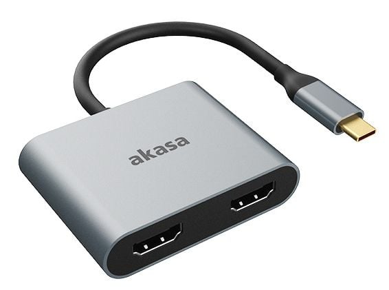 Akasa USB-C til dobbel HDMI MST-adapter - 4K@60Hz, 4K@30Hz dobbel
