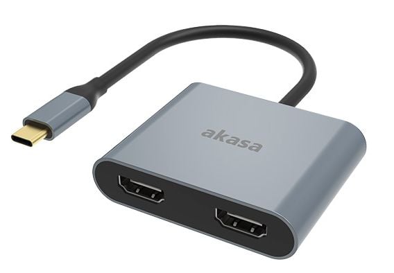 Akasa USB-C til dobbel HDMI MST-adapter - 4K@60Hz, 4K@30Hz dobbel