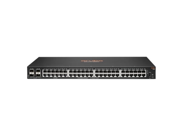 HPE Aruba 6100 48G 4SFP+ Switch - Switch - Styrt - 48 x 10/100/1000 + 4 x 1 Gigabit / 10 Gigabit SFP+ - side til side-luftflyt - rackmonterbar