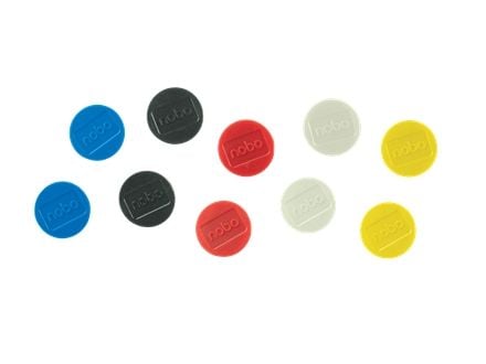 Nobo Whiteboard magneter 38 mm, styrke 2,5 kg, pakke med 10 stk., Whiteboard-magnet, Assorterte farger, 38 mm, 20 mm, 38 mm, 190 mm