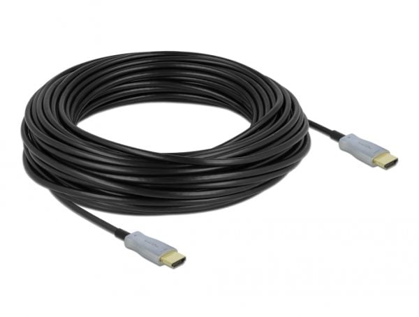 DeLOCK - Høyhastighets HDMI-kabel - HDMI (M) til HDMI (M) - 25,0 m - fiberoptisk - svart - 4K-støtte, Active Optical Cable (AOC) (85016)