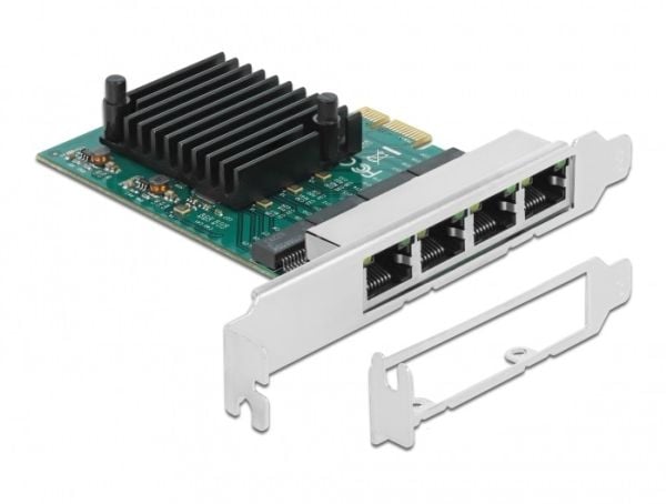 Delock - Nettverksadapter - PCIe 2.0 lav profil - Gigabit Ethernet x 4