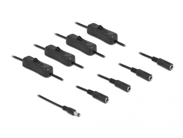 Delock - Strømkabel - DC jackstik 5,5 x 2,1 mm (han) til DC jackstik 5,5 x 2,1 mm (hun) - 5 V - 2 A - 1 m - lajittelu
