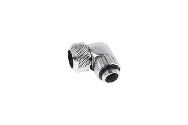 Alphacool istapp 13mm hardt rør skruhylse 90 grader roterbar G1/4 - krom