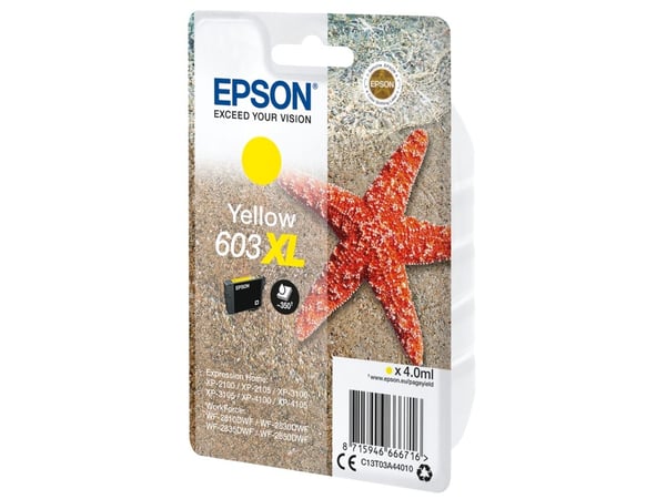 Epson Singlepack Yellow 603XL Ink, Korkea (XL) värintuotto, 4 ml, 1 kpl