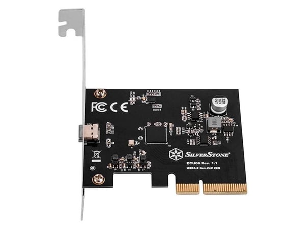 Silverstone ECU06, PCIe, USB 3.2 Gen 2 (3.1 Gen 2), Låg profil, PCIe 3.1, 20 Gbit/s, 0 - 85 ° C