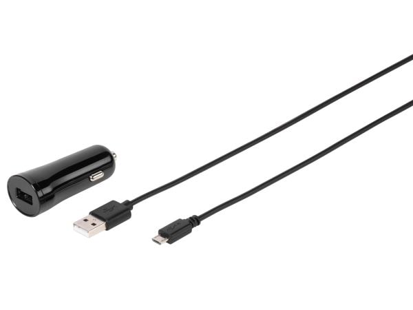 Vivanco CCVVMUSB24ABK - Auton virtalähde - 2,4 A (USB) - kaapelissa: Micro-USB - musta