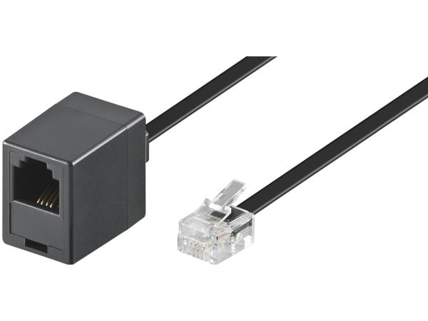 Goobay 3m RJ-11 kaapeli, 3 m, RJ-11 M, RJ-11 FM, Musta, urosliitin, naarasliitin
