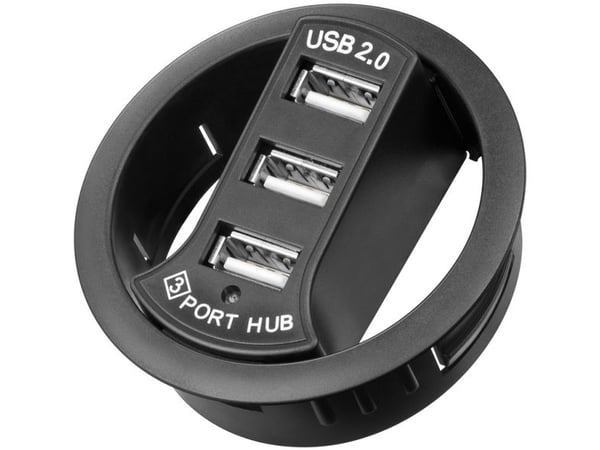 Goobay USB - HUB EinbauHUB 3 Port 60mm, Sort, 60 mm, 60 mm, 60 mm