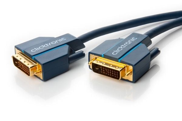 ClickTronic 5m DVI-D Connection, 5 m, DVI-D, DVI-D, Blå, Gull, 7,92 Gbit/s
