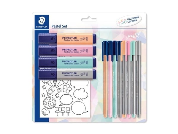 Staedtler 61 SBK, Pastellikynä, Harmaa, Mintunvärinen, Oranssi, Vaaleanpunainen, Ruusu, 12 kpl