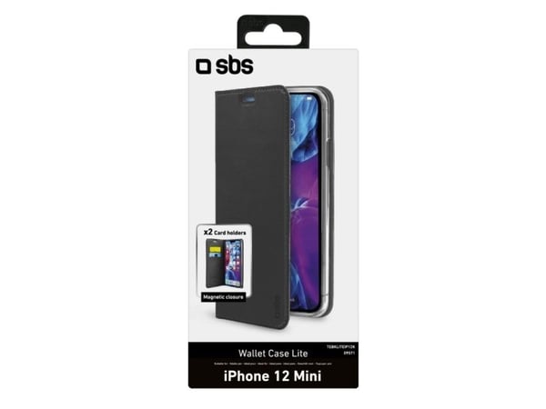 SBS TEBKLITEIP12K, Lommebok-etui, Apple, iPhone 12 mini, 13,7 cm (5.4"), Svart