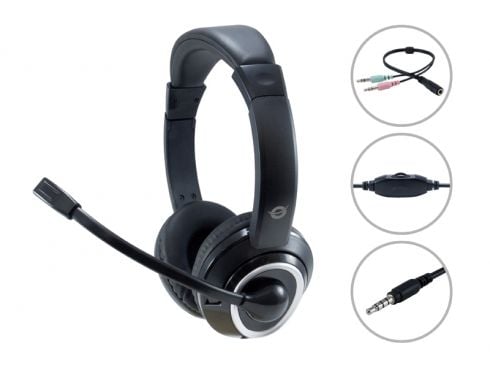 Conceptronic POLONA02BA - Hodesett - on-ear - kablet - 3,5 mm jakk - svart