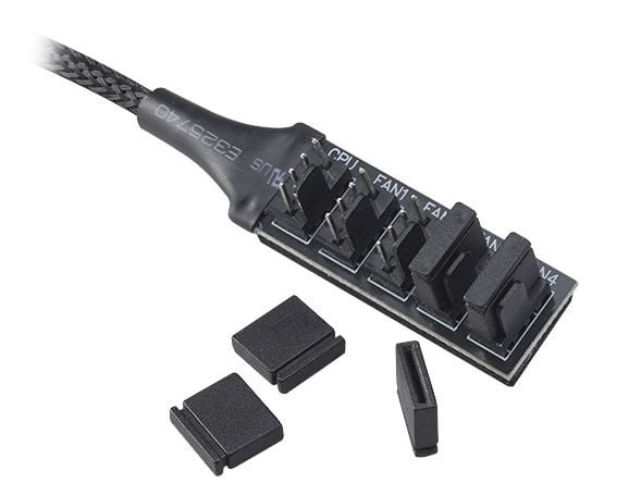 Akasa FLEXA FP5H - Viftestrømsplitter - 4-pins PWM (hunn) til 4-pins PWM (hann) - 12 V - 2 A - 30 cm - svart