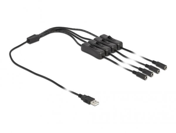 Delock - Strömdelare - USB (hane) till DC-jack 5,5 x 2,1 mm (hona) - 1 m - svart