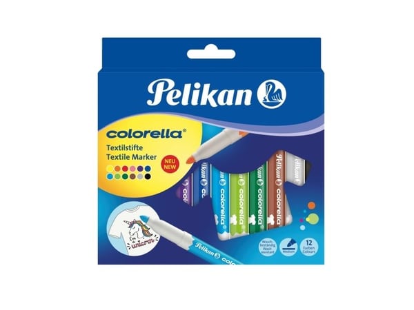 Pelikan Colorella Textile, Flerfarget, Medium, Stoff, 12 stykker, Hengende boks