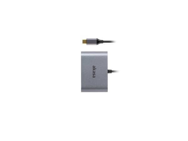 Akasa USB Typ C 2-In-1 Display-Adapter - silber - Digital/Daten - Digital/Display/Video, USB Type-C, HDMI, VGA, Aluminium, Passiv, 0,18 m, China