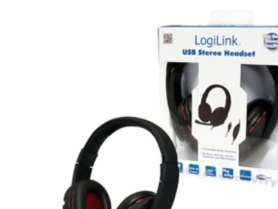 LogiLink HS0033, Koblet med ledninger (ikke trådløs), Samtaler/musikk, 20 - 20000 Hz, 365 g, Hodesett, Sort, Rød