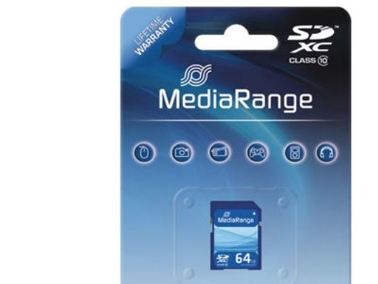 MediaRange - Flash-minneskort - 64 GB - Class 10 - SDXC - blå