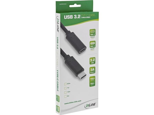 InLine 35772, 2 m, USB C, USB C, USB 3.2 Gen 2 (3.1 Gen 2), Musta