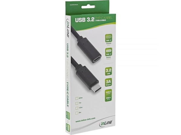 InLine 35771, 1 m, USB C, USB C, USB 3.2 Gen 2 (3.1 Gen 2), 5 Gbit/sek, Svart
