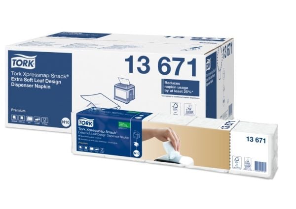 Servietter Tork Xpressnap 13671 N10 ekstra myke - (8 pakker x 500 stk./kartong)