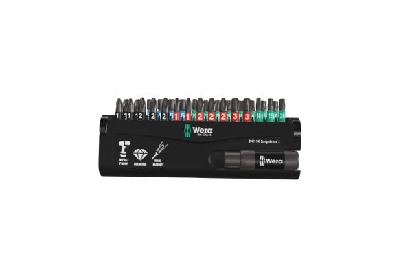 Wera BC 30 Impaktor 1, 30 stykker, Hex (imperisk), Philips, Pozidriv, Torx, PH 1, PH 2, PH 3, PZ 1, PZ 2, PZ 3, T10, T15, T20, T25, T30, T40, 3,4,5...