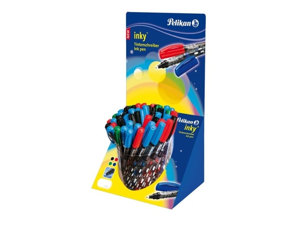 Pelikan Inky, Gelépenn med hette, Sort, Blå, Grønn, Rød, Flerfarget, Plast, 0,5 mm, 50 stykker