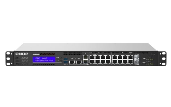 QNAP QGD-1602P - Switch - smart - 4 x 100/1000/2.5G (PoE++) + 4 x 100/1000/2.5G (PoE+) + 8 x 10/100/1000 (PoE+) + 2 x 10 Gigabit SFP+ - rackmonterb...