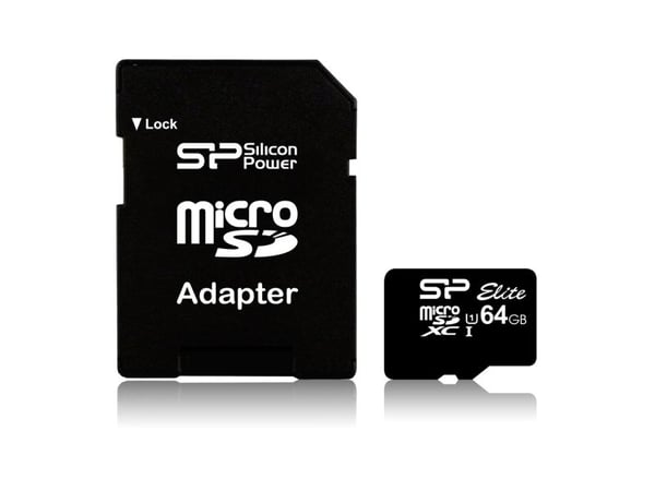 SILICON POWER Elite - Flashminnekort (microSDXC til SD-adapter inkludert) - 64 GB - Class 10 - microSDXC UHS-I
