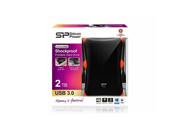 SILICON POWER Armor A30 - Harddisk - 2 TB - ekstern (bærbar) - 2.5" - USB 3.0 - svart