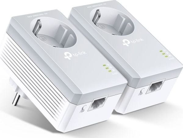 TP-Link TL-PA4010PKIT AV500+ Powerline Kit with AC Pass Through - Strømlinjeadaptersett HomePlug AV (HPAV) - veggpluggbar (en pakke 2)