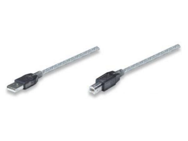 Manhattan 510424, 11 m, USB A, USB B, 2.0, 480 Mbit/s, Sølv