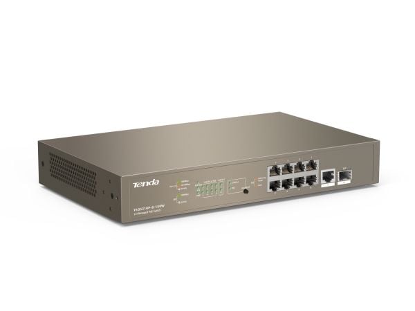 Tenda TEG5310P-8-150W, Hallittu, L3, Gigabit Ethernet (10/100/1000), Power over Ethernet -tuki, Telineasennus, Seinäkiinnitteinen