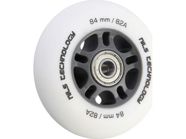 Nils Extreme PU 84x24 82A matt hvit (4 stk.) + ABEC-9 chrome (8 stk.) sett Nils Extreme PU 84x24 82A matt hvit (4 stk.) + ABEC-9 chrome (8 stk.) sett