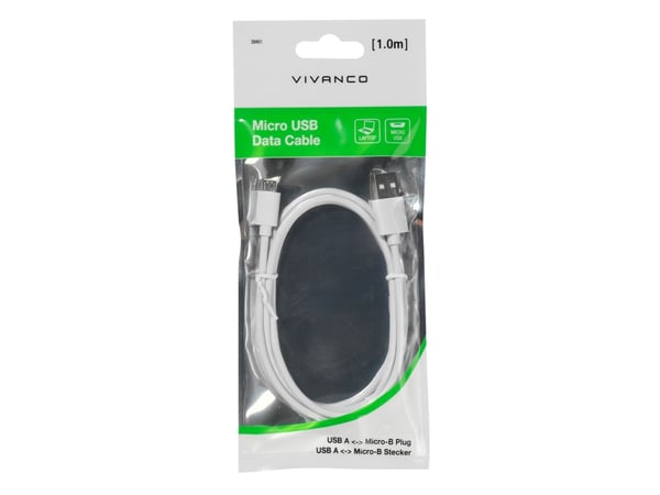 Vivanco PBMUSBVVW, 1 m, USB A, Micro-USB B, USB 2.0, Hvit