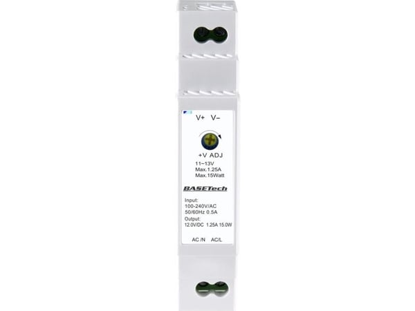 BASETech PSDS-15-12-2, PS-transformator, Hvit, Overbelastning, Plast, 100 - 240 V, 50 - 60 Hz