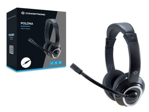 Conceptronic POLONA02B - Hodesett - on-ear - kablet - 3,5 mm jakk - svart