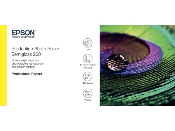 Epson Production - Polyetylen (PE) - halvblank - mikroporøs - 200 mikroner - Rull (111,8 cm x 30 m) - 200 g/m² - 1 rull(er) fotopapir - for Stylus ...