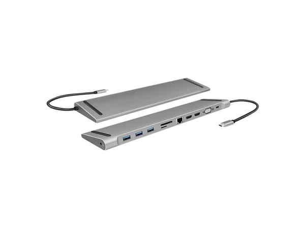 LogiLink UA0373, Koblet med ledninger (ikke trådløs), USB 3.2 Gen 1 (3.1 Gen 1) Type-C, 100 W, 3,5 mm, 10,100,1000 Mbit/s, Aluminium