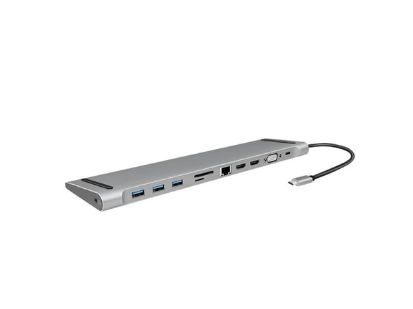 LogiLink UA0373, Koblet med ledninger (ikke trådløs), USB 3.2 Gen 1 (3.1 Gen 1) Type-C, 100 W, 3,5 mm, 10,100,1000 Mbit/s, Aluminium