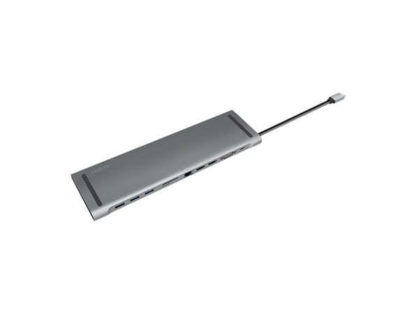 LogiLink UA0373, Koblet med ledninger (ikke trådløs), USB 3.2 Gen 1 (3.1 Gen 1) Type-C, 100 W, 3,5 mm, 10,100,1000 Mbit/s, Aluminium